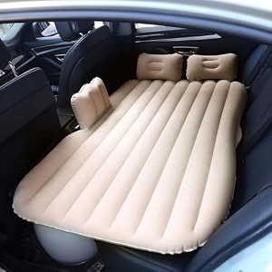 polyvinyl chloride pvc multifunctional inflatable car bed mattress with two air pillows car air pump and repair kit camping picnic pool amp beach universal fit beige