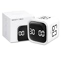 Pomodoro Timer Cube for Study, Gravity Sensor Flip Auto Start 5/10/30/60 Min & Custom Countdown, USB C Rechargeable Silent Focus Vibration Alert, ADHD Desk Productivity Timer for Students (White)
