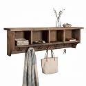 Pomona Solid Wood Entryway Coat Rack with Cubbies, Rustic Brown, 48 Inch