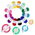 Pompom Maker, 4 Sizes Pom pom Makers for Fluff Ball Weaver Needle Craft DIY Wool Knitting Craft Tool Set Decoration +12PS Acrylic Yarn(16)