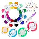 Pompom Maker, 4 Sizes Pom pom Makers for Fluff Ball Weaver Needle Craft DIY Wool Knitting Tool Set Decoration+12PS Acrylic Yarn+10PS Knitting Stitch Markers+10PS Plastic Needles+1PS Scissors(37a)
