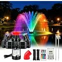 Pond Fountain Aerator with Lights 750W 110V 1 HP with Dynamic RGB Lighting 9 Adjustable Modes Digital Timer | 15,000 GPH 100FT Cord - for Large Ponds Lakes & Outdoor Water Features