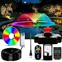 Pond Fountain Aerator,Pond Aerator,with Dynamic LED RGB Lighting Adjustable Modes, Digital Timer | 1 HP 15,000 GPH, 750W 110V, 100FT Cord - for Large Ponds, Lakes & Outdoor Water Features