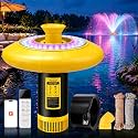 Pond Fountain Aerator with RGB Lights, 1HP 15000 GPH Floating Fountain Pump for Pond & Lake, APP & Remote Control, 110V 750W Water Circulation System, 100FT Cord, 2 Spray Patterns, Timer