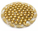 PONTE Pea Cock Design Gold Chhappan Bhog Thali Iron Decorative Platter (Gold)
