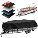 Pontoon Boat Cover 24'2''-26'2'', Heavy Duty 900D Marine Grade Waterproof