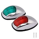 Pontoon Navigation Lights Red and Green Bow Light LED Marine USCG 2 NM Waterproof 10-30 Volt For Boat 1 Pair (Vacuum Electroplate Silver)