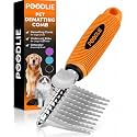 Poodle Dematting Fur Rake Comb Brush for Dogs and Cats - Long 2.5" Steel Safety Blades Metal Comb for Detangling Matted or Knotted Undercoat Hair (Orange)