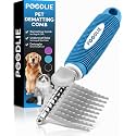 Poodle Dematting Fur Rake Comb Brush for Dogs and Cats - Long 2.5" Steel Safety Blades Metal Comb for Detangling Matted or Knotted Undercoat Hair