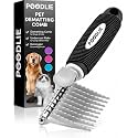 Poodle Dematting Fur Rake Comb Brush for Dogs and Cats - Long 2.5" Steel Safety Blades Metal Comb for Detangling Matted or Knotted Undercoat Hair