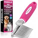 Poodle Dematting Fur Rake Comb Brush for Dogs and Cats - Long 2.5" Steel Safety Blades Metal Comb for Detangling Matted or Knotted Undercoat Hair
