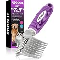 Poodle Dematting Fur Rake Comb Brush for Dogs and Cats - Long 2.5" Steel Safety Blades Metal Comb for Detangling Matted or Knotted Undercoat Hair