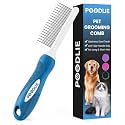 Poodle Grooming Comb - Metal Dematting Comb with Long & Short Stainless Steel Teeth for Removing Matted Hair & Knots, Safe and Gentle for Dogs & Cats