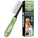 Poodle Grooming Comb - Metal Dematting Comb with Long & Short Stainless Steel Teeth for Removing Matted Hair & Knots, Safe and Gentle for Dogs & Cats (Green)