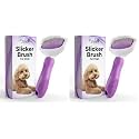 Poodle Pet Slicker Brush - For Dogs, Cats, Rabbits - Matted/Loose Fur, Knots - Suitable for Doodle/Goldendoodle Grooming and Shredding Short/Long Hair (Pack of 2)