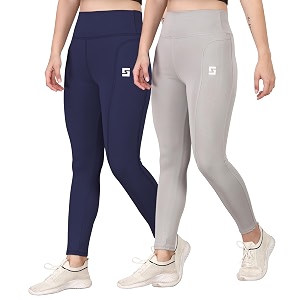 yoga pant for womens high wasit tights with side pocket slim fit gym wear running sports wear leggings stretchable combo pack of 2