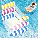 Pool Floats Adult - Upgraded Inflatable Mesh Floating Rafts, 4-in-1 Multi-Purpose Pool Float, Water Hammock Lounges Floaties for Parties Multi Colors