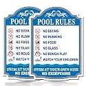 Pool Rules Sign 2 Pack 10 x 14 inches Aluminum Blue