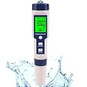 Pool Salt Tester & PH Meter, Hofun Digital Salinity Meter and PH Tester for Aquarium and Pool Saltwater Water, 5 in 1 Salinity PH Temp EC and TDS Meter, Aquarium Swimming Pool Hot Tub, Multiparameter