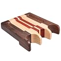 Pool Stick Holder - Portable Cue Claw Rack for Table, Bar or Chair Weighted Solid Wood with Rounded Edges and Non-Slip Pad (Multi Wood, 3 Cue Claw)