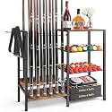 Pool Stick Holder Rack Stand for 12 Cue Sticks -Large Billiards Game Room Storage with Organizer for Balls, Triangle,Pool Table Accessories - Heavy Duty Cue Stick Holder Floor Stand for Home or Bar