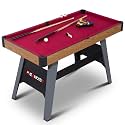 Pool Table, Portable Wooden Billiards Table for Kids, Indoor Pool Game Tables with 2 Cue Sticks, 16 Balls, Triangle, Chalk, Brush for Family, Game Room, Party