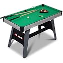 Pool Table, Portable Wooden Billiards Table for Kids, Indoor Pool Game Tables with 2 Cue Sticks, 16 Balls, Triangle, Chalk, Brush for Family, Game Room, Party