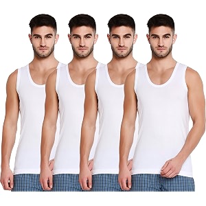 Poomer Premium Cotton Pure White Vest for