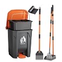 Pooper Scooper 6 Pack Set -28" Dog Pooper Scooper Rake Tray Spade Set for Large Small Dog,15L Trash Can Outside with 20 Waste Baqs, OdorLock Step Can for no Touch Dog Poop for Grass/Gravel