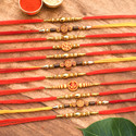 Religious 23RK_7RE_CR Assorted Rakhi, Chawal Roli Pack Set by Poorak