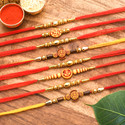 Religious 23RK_6RD_CR Assorted Rakhi, Chawal Roli Pack Set by Poorak