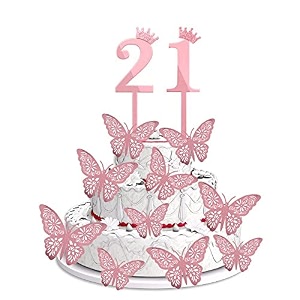 16th birthday cake decorations rose gold supplies big set with 12 butterfly cake topper and 16 digit cake topper