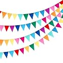 Pop the Party 36 Flags Pennant Banner Multicolor Paper Pennant Banners Bunting For Party Festival Decorations, 9 Inches