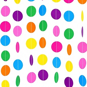 pop the party 4pcs colorful paper garland circle dots party hanging rainbow decorations for birthday wedding baby shower classroom candyland streamers 5ft