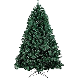 pop the party 7ft premium artificial christmas tree - 1200 hinged pvc branches full amp lush with extra tips perfect for xmas new year amp home festiva