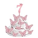 Pop The Party 7th Birthday Cake Decorations Rose Gold Supplies Big Set with 12 Butterfly Cake Topper and 7 Digit Cake Topper (7th Birthday Cake Décor)