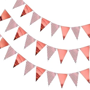 pop the party bunting flags banner for kids room play school decoration birthday party baby shower rose gold pack of 3