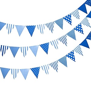 pop the party bunting flags banner for kids room play school decoration birthday party baby shower blue set of 3 pack of 36cardstock material