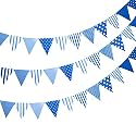 Pop the Party Bunting Flags Banner for Kids Room, Play School Decoration, Birthday Party, Baby Shower (Blue) Set of 3( Pack of 36)Cardstock Material