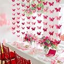 Pop the Party Butterfly Hanging Garland Party Decoration 4 Pack, 3D Paper Butterfly Hanging Banner for Wedding Baby Shower Birthday Home Decor, (Pink)