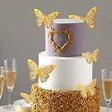 Pop The Party 12pcs 3D Gorgeous Shiny Gold Butterfly Stickers with Sticking Pads - Golden Butterflies Decoration for Wall | Room | Party Decor | Aesthetic Room Decor Items