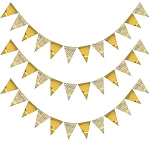 paper triangle flag gold 3 pack-36pcs triangles flags3pcs strings