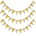 Paper Triangle Flag, Gold, (3 Pack)-36pcs Triangles Flags,3pcs Strings