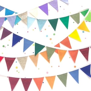 pop the party rainbow flag birthday party decoration baby shower window decorations and children39s living room decorations 18 meter 36 flags pack of 3