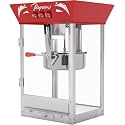 Popcom Machine with Cart Wheels - Popcom Maker with Stainless Steel Kettle, Popcorn Popper for Home,Theater, Parties (Red, 12OZ)
