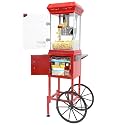 Popcorn Machine with Cart &amp; Wheels 8OZ - Pop corn Machine Maker with Stainless Steel Kettle, Popcorn Maker Machine for Home, Theater Style, Parties, Christmas, Outdoor Use,School, Red