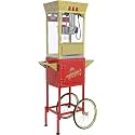 Popcorn Machine with Cart &amp; Wheels 丨 Popcorn Maker with 14OZ Stainless Steel Kettle丨 popcorn popper for Home, Theater, Parties, Red