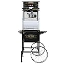 Popcorn Machine with Cart &amp; Wheels 丨 Popcorn Maker Machine with 20OZ Stainless Steel Kettle丨 Pop corn Machine Maker for Home, Theater, Parties, Black