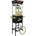 Popcorn Machine with Cart &amp; Wheels 丨 Popcorn Maker with 12OZ Stainless Steel Kettle丨 popcorn popper for Home, Theater, Parties, Black