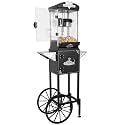 Popcorn Machine with Cart, Wheels &amp; 10 Oz Kettle Popcorn Maker, Movie Theater Popcorn Maker Machine, Home Theater Popcorn Popper Measuring 3 Plastic Spoons